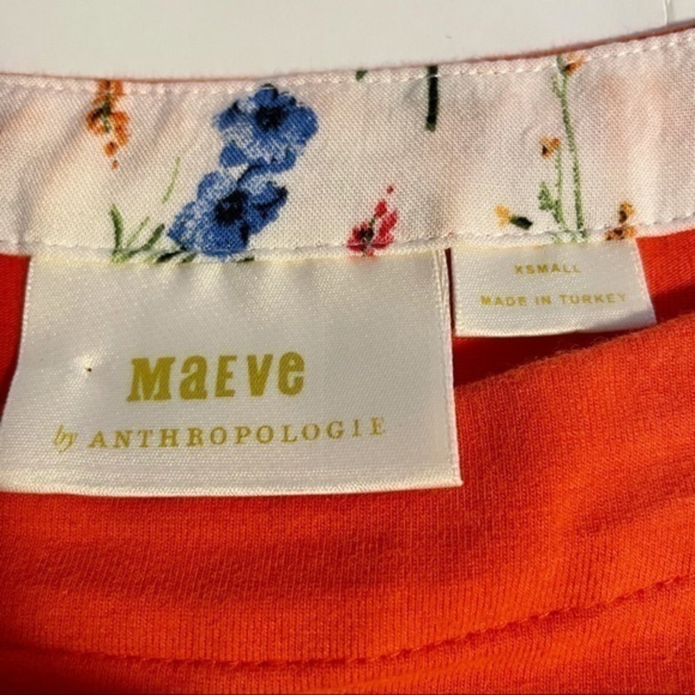 Anthropologie Meave Orange Striped Button Side Top - Picture 5 of 15